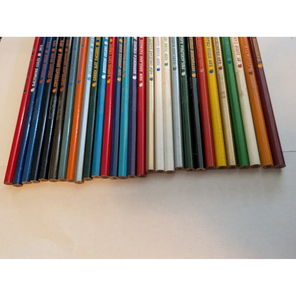 Faber Castell NFL Vintage 70s Wooden Pencils Unsharpened Complete 28 Teams READ